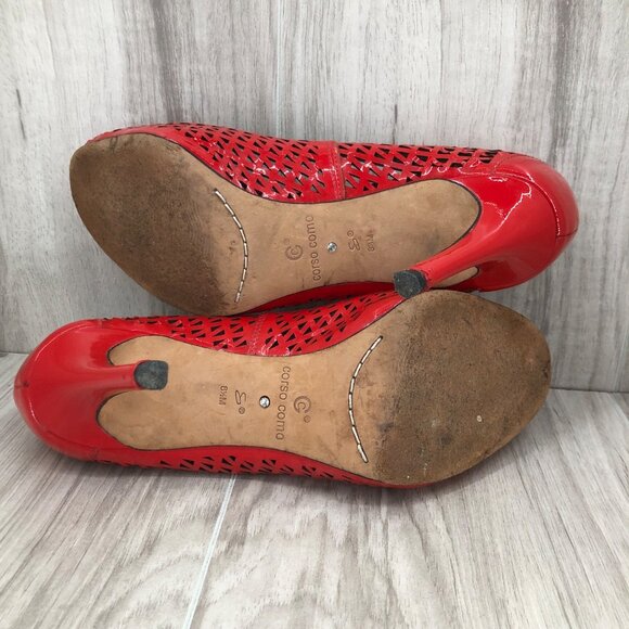Corso Como Heels Womens 8.5M Red Patent Leather Slip On Pumps - Picture 10 of 11